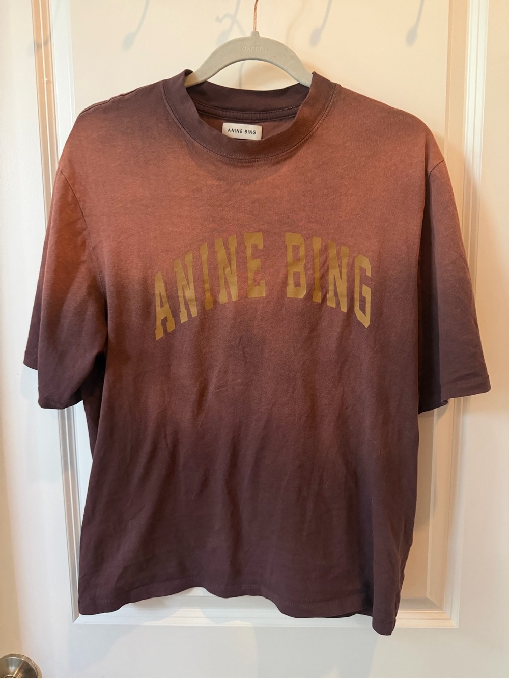 ANINE BING Burgundy Tee with Yellow Logo